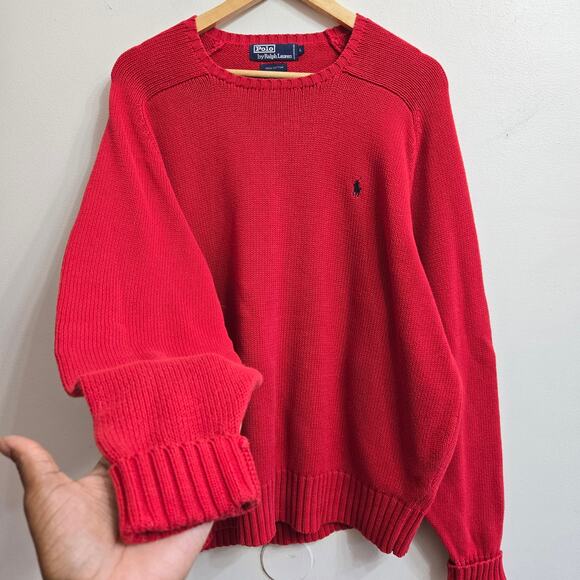 Polo Ralph Lauren Men Vtg 90s Y2K Preppy Classic Crew Neck Heavy Knit Sweater L - Picture 4 of 11